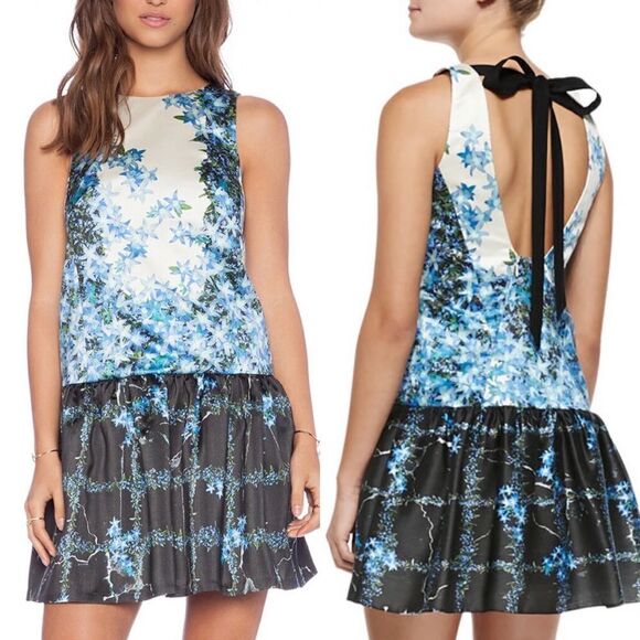 Tibi Sidewalk Floral Dress in Sapphire Multi - Picture 1 of 5